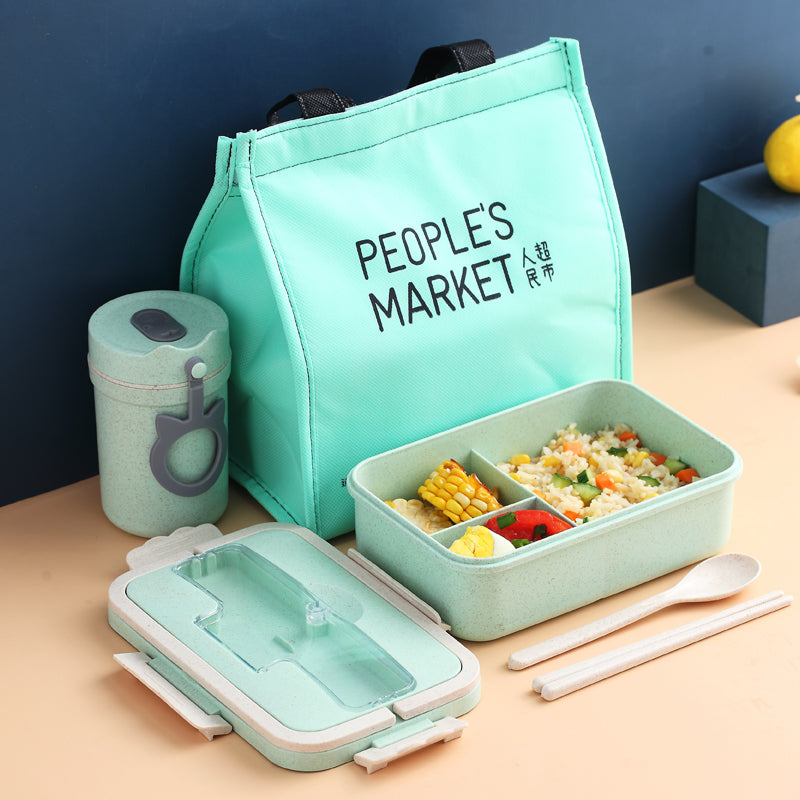 Portable Microwave Wheat Insulated Lunch Box With Lid