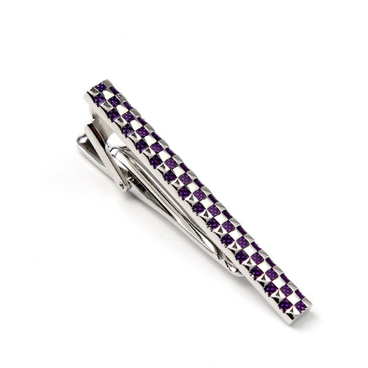 2 Styles Classic Purple Blue Enamel Lattice Tie Clips For Mens