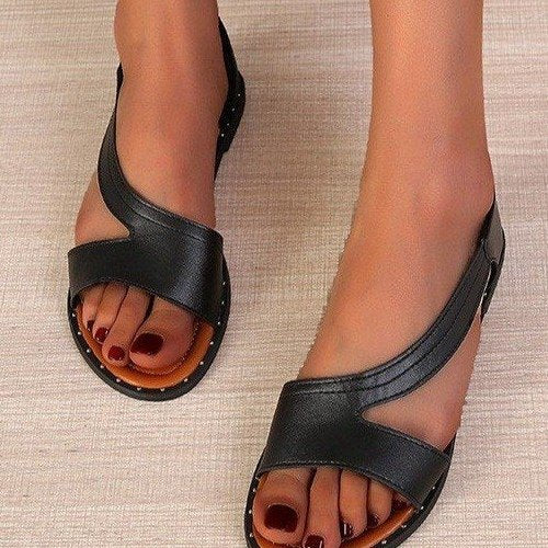 Roman Style Large Size Fish Bill Flat Sandals