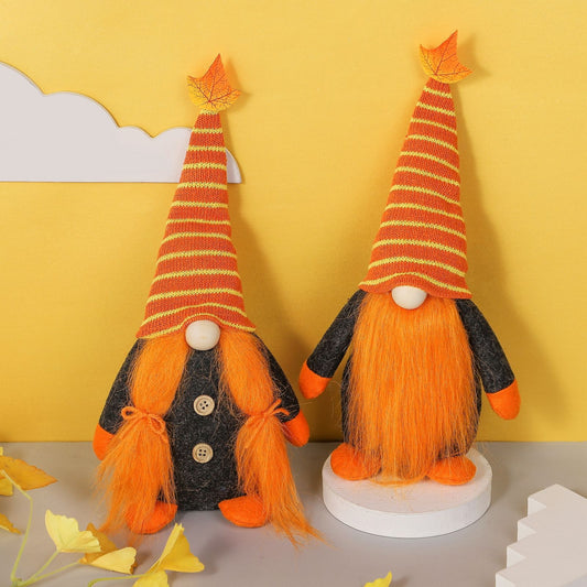 Harvest Festival Autumn Pumpkin Maple Leaf Faceless Gnome Doll Decoration