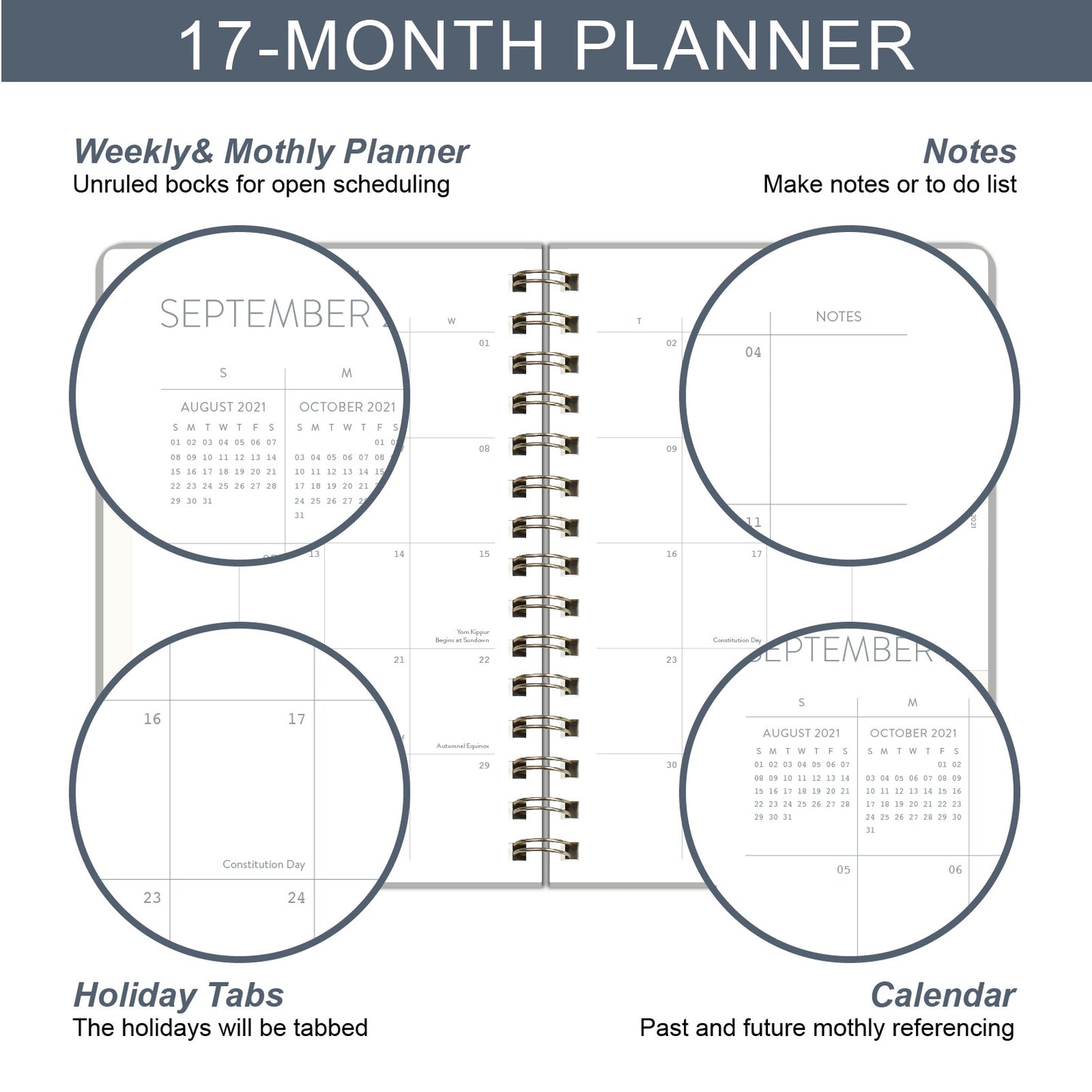 Full English 365 Day Coil Annual Calendar Student Plan Notebook