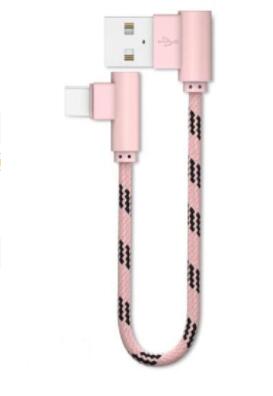 Double Elbow Braided Data Cable Micro Usb Android Mobile Phone Universal V8 Right Angle 90 Degree Charging Short Cable 20cm