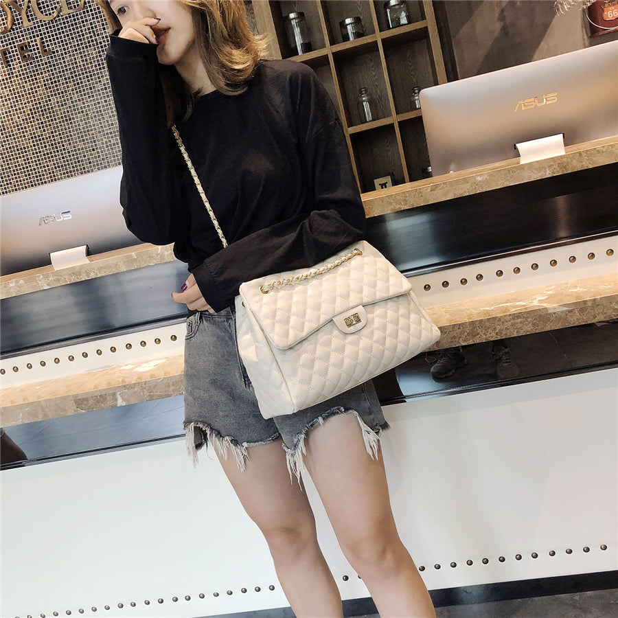 Autumn And Winter New Large-capacity Handbags Korean Version Fashion Rhombus Bag Trend All-match One-shoulder Messenger Bag Large Bag Women