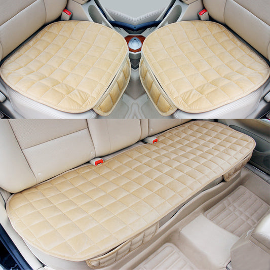 Car Seat Cushion Checkered Embroidered Plush Non-slip