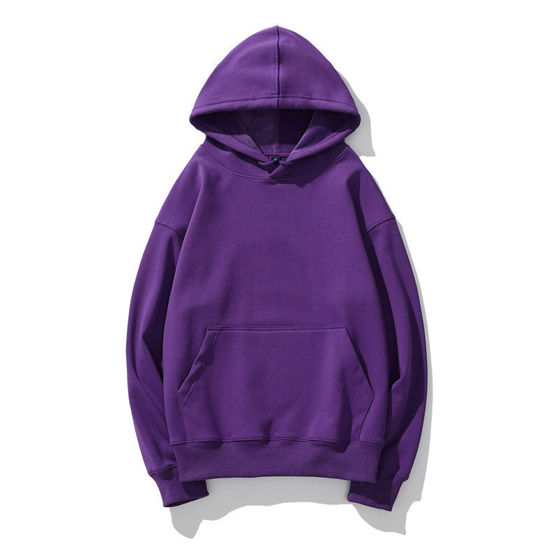 Men's Loose Solid Color Plus Size Fleece Hooded Sweater