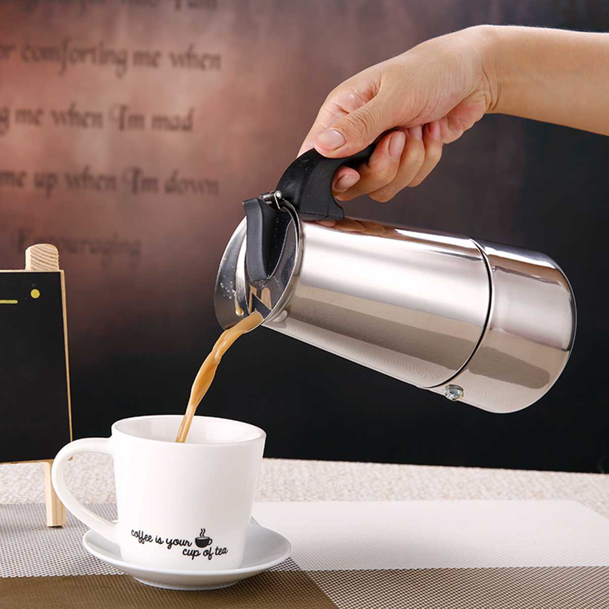 Stainless Steel Moka Pot Coffee Pot With Small Electric Stove