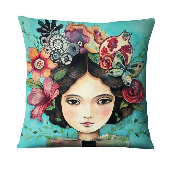 Home Daily Character Painted Linen Pillowcase