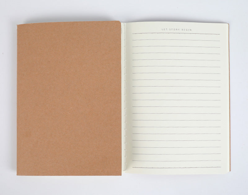 Leather Cover Thread Beige Eye Paper Soft Copy Notebook