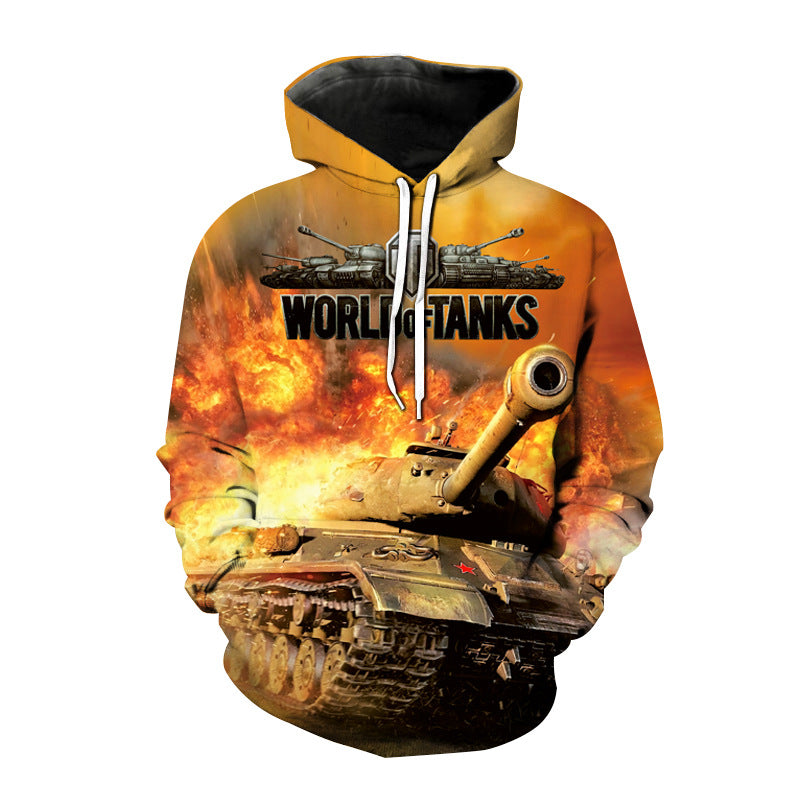 Boy Sweatshirt 3D Tank Gun Theme Hoodie