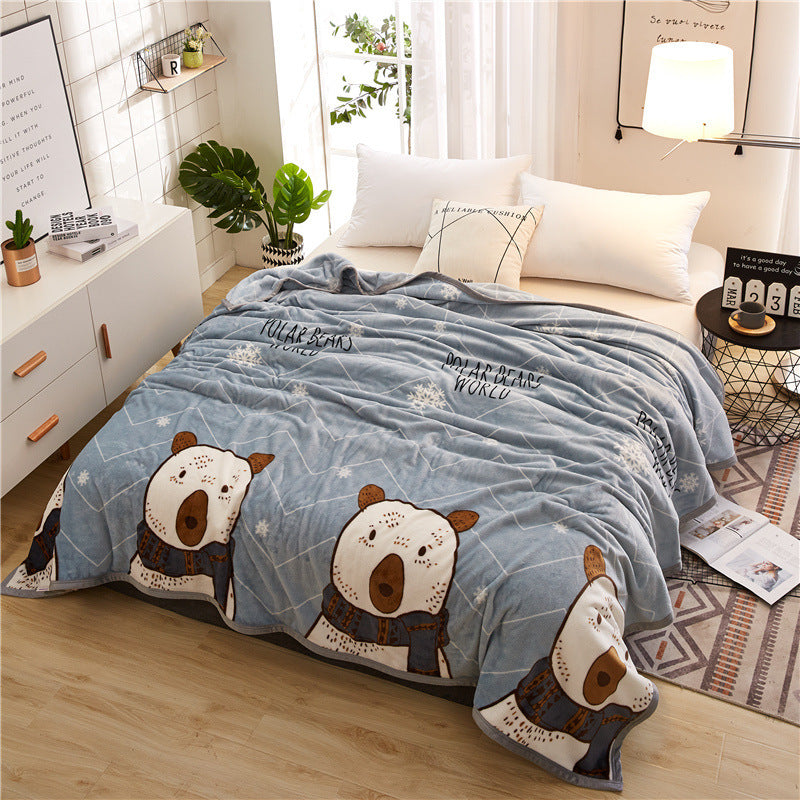 Thickened Cloud Mink Velvet Double Printed Sheet Blanket