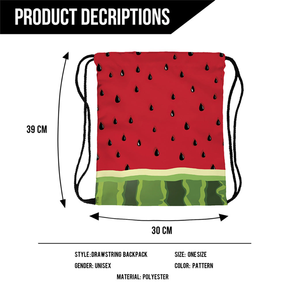 Drawstring Bag Storage Bag With Drawstring Pocket 3d Digital Printing Watermelon Fruit