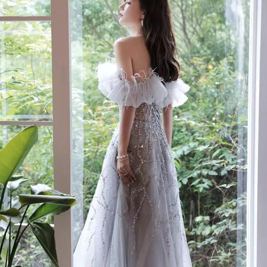 Off-shoulder Annual Conference Host Engagement Dress