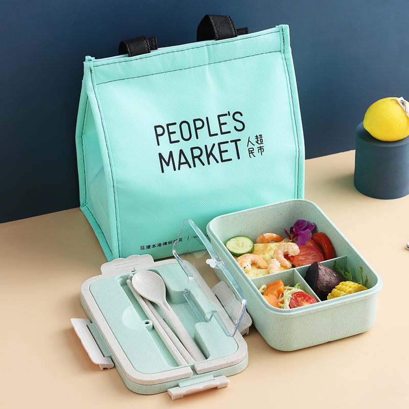 Portable Microwave Wheat Insulated Lunch Box With Lid