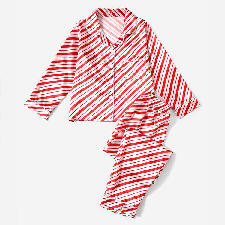 Christmas Family Parent-child Striped Pajamas Housewear Suit