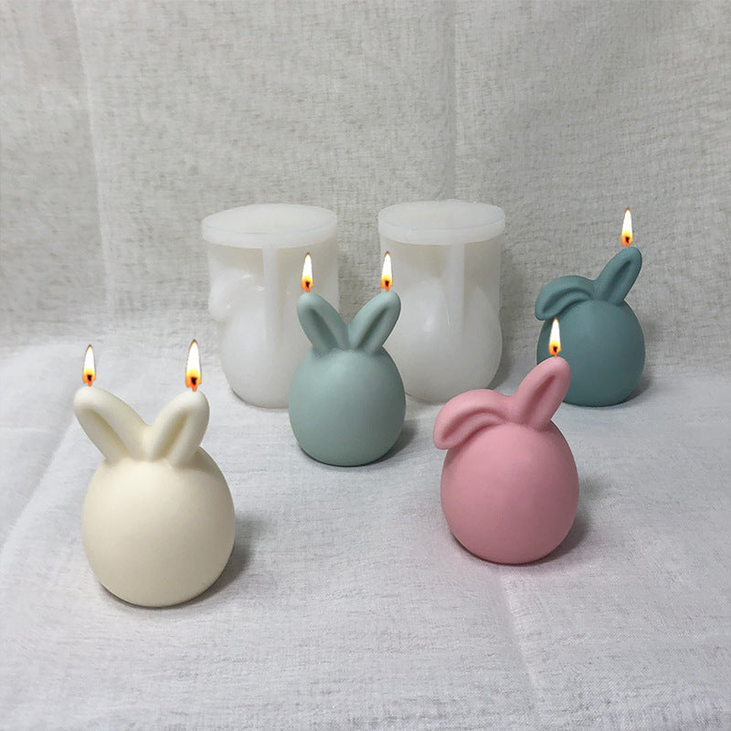 Easter Faceless Rabbit Head Baking Cake Mold DIY Ornaments Aromatherapy Candle Sitting Rabbit Silicone Mold