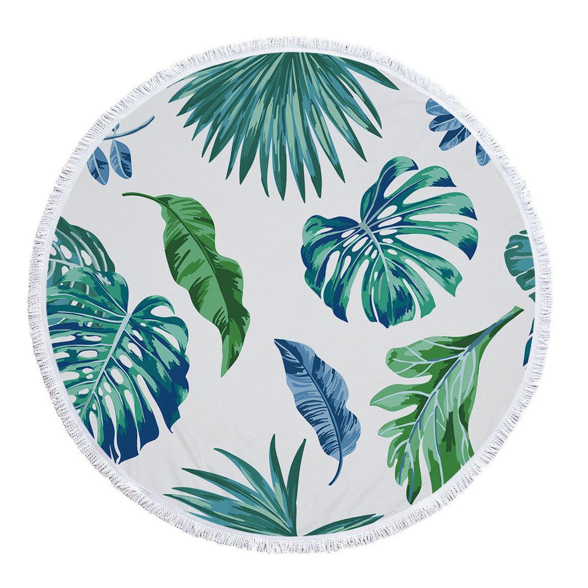 Microfiber Print Tropical Leaves Round Beach Towel