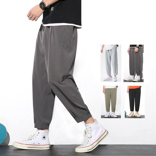 Drawstring Pants Summer Casual Ice Slik Trousers Jogger Hiking Sports Pants Men