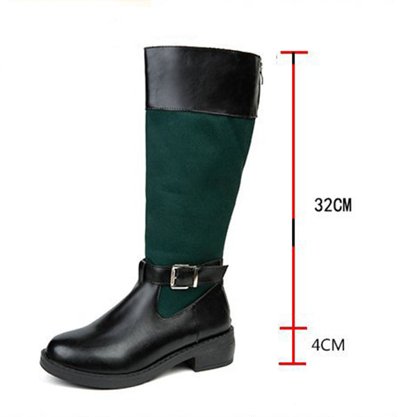 Flower Print Western Boots Fashion Mid Knee High Boots Winter Shoes