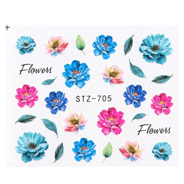 Ink Flower Series Nail Water World Stickers