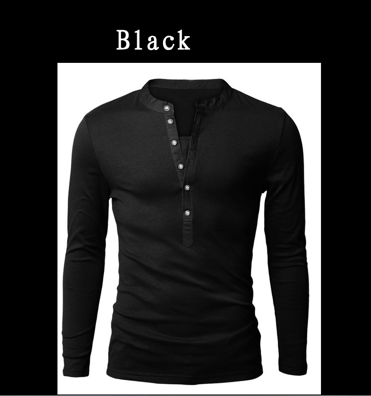 Casual Men's Slim Solid Color Long-sleeved T-shirt