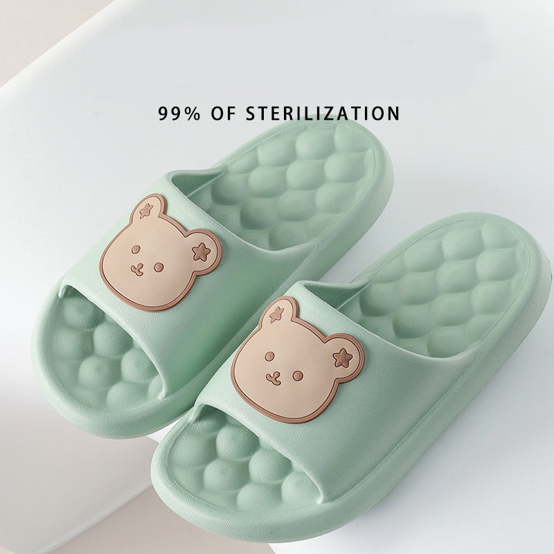 Bear Home Shoes Sole Bubble Design Massage Slippers Soft Bathroom Slippers