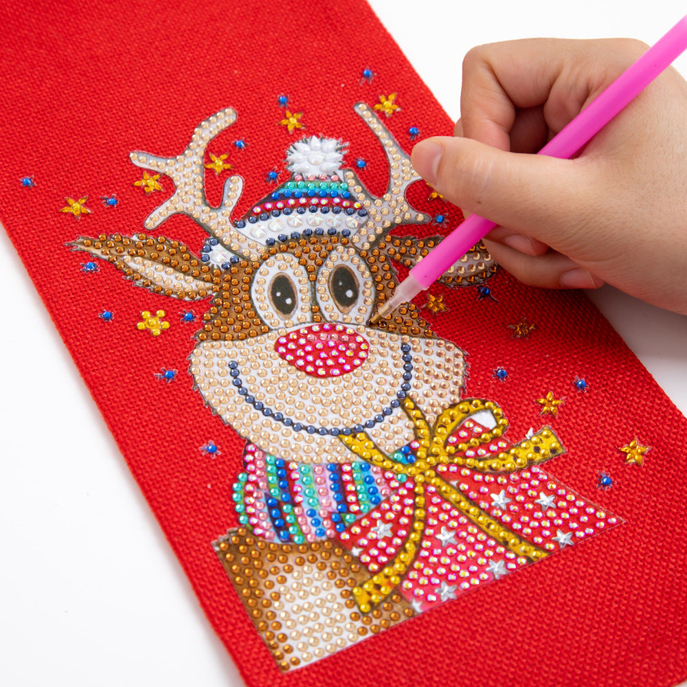 Christmas Gift Diamond Painted Red Wine Bag