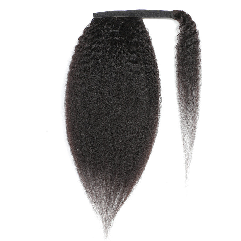 Natural Black Velcro Ponytail Straight Hair