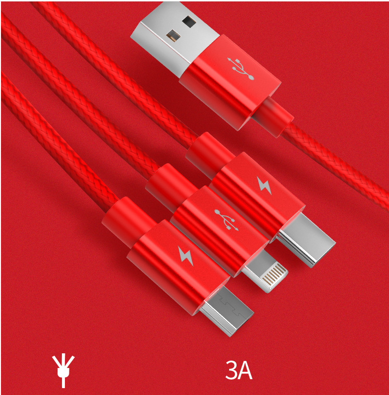 Three-in-one Data Cable Mobile Phone Universal Charging Cable