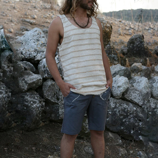 Summer New Striped Vest Men's T-shirt Casual