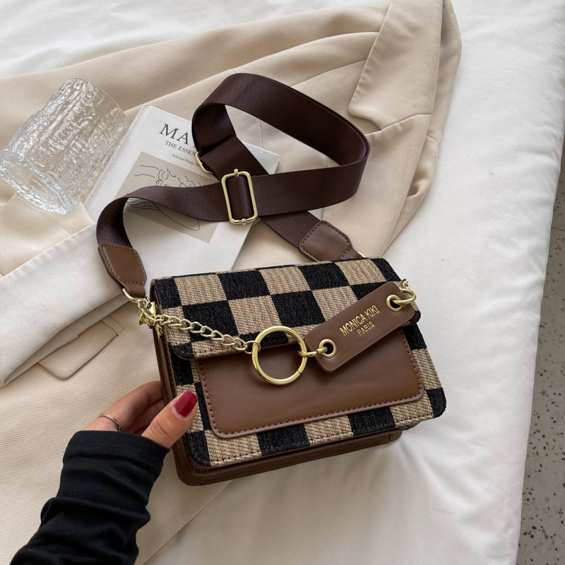 Checkerboard Mini Fabric Flap Crossbody Sling Bags For Women 2022 Luxury Brand Design Handbag Simple Shoulder Bag Handbags Tiny