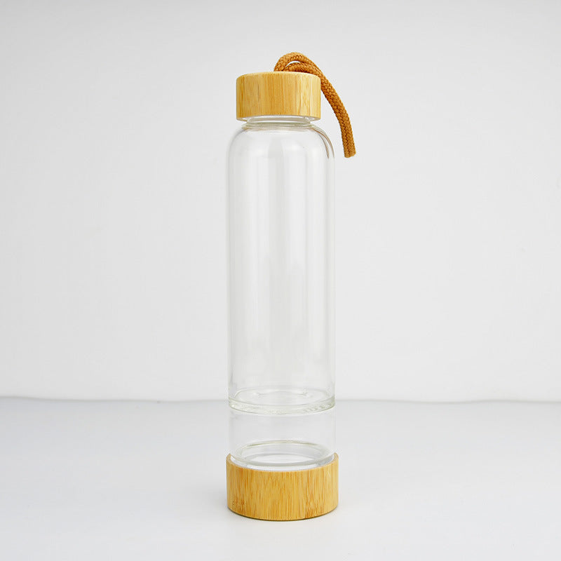 Bamboo Cover Two Capacity Crystal Power Stone Water Cup