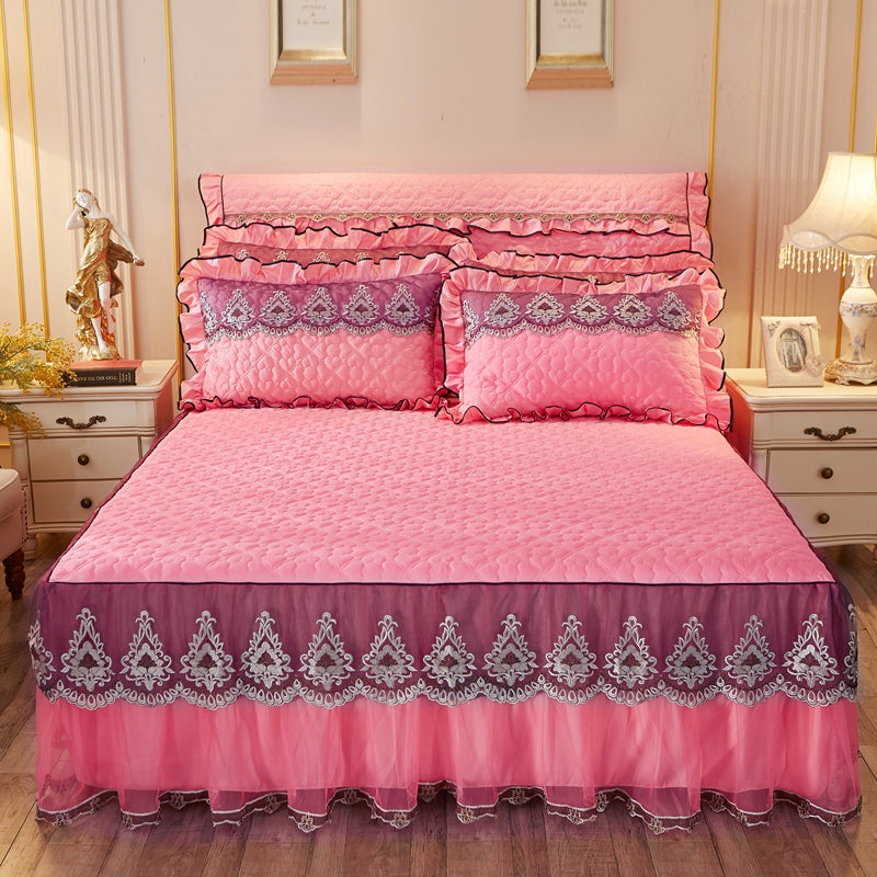 Quilted Lace Bed Skirt Thickened Plus Cotton Bedspread Single Piece Simmons Bed Cover Bed Circumference 1.8m Bed