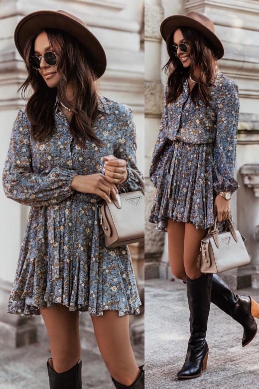 Women's Printed Shirt Waist Lapel Dress