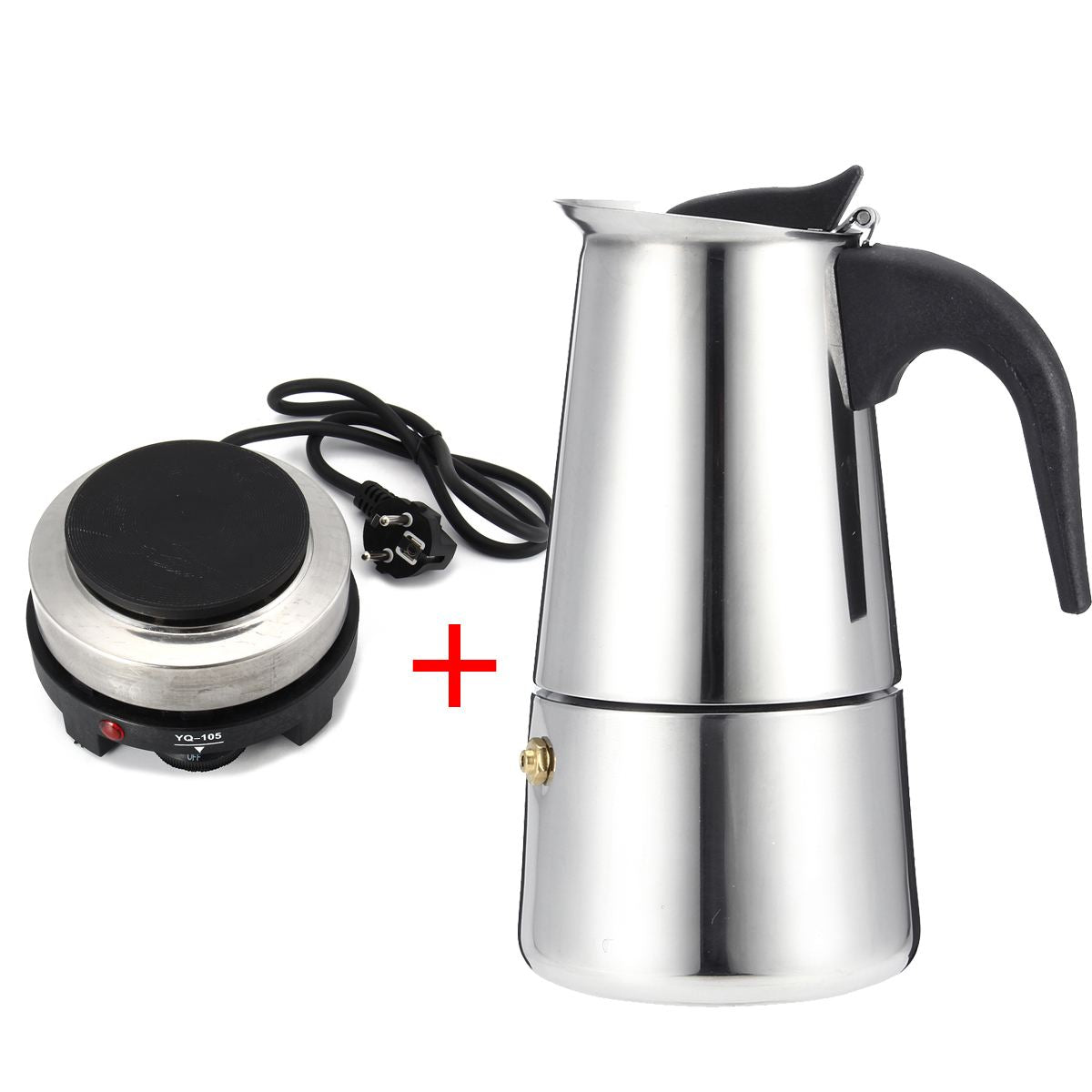 Stainless Steel Moka Pot Coffee Pot With Small Electric Stove