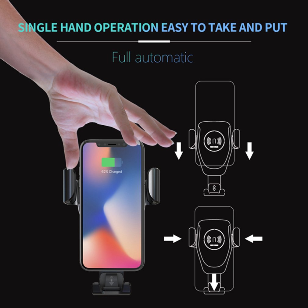 Gravity Qi Wireless Car Charger Mount 10W Fast Charge Car Br