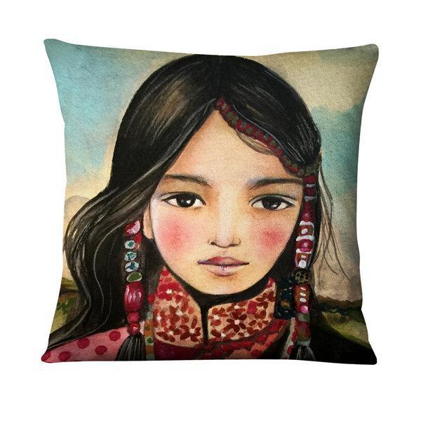 Home Daily Character Painted Linen Pillowcase