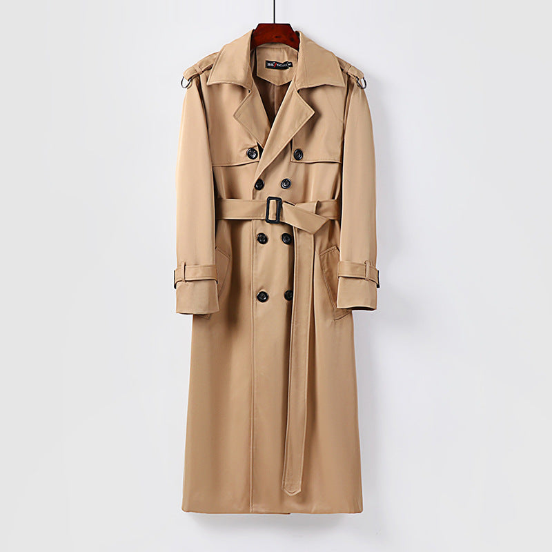 Men's Thickened Plus Size Trendy Over-the-knee Trench Coat