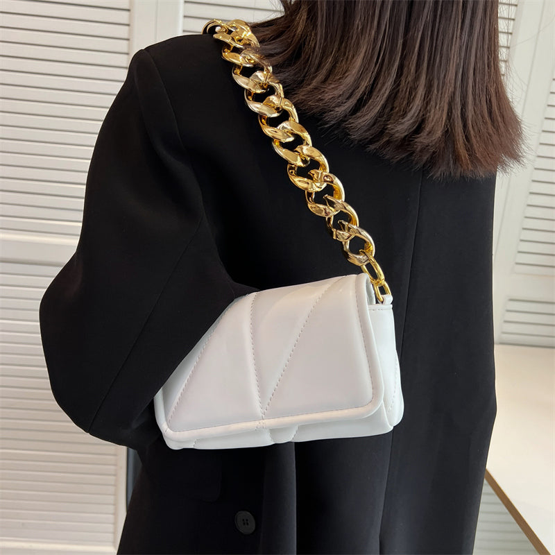 Thick Chain Quilted Small PU Leather Flap Handbags And Purses Women 2022 Summer Fashion Brand Luxury Shoulder Crossbody Bag