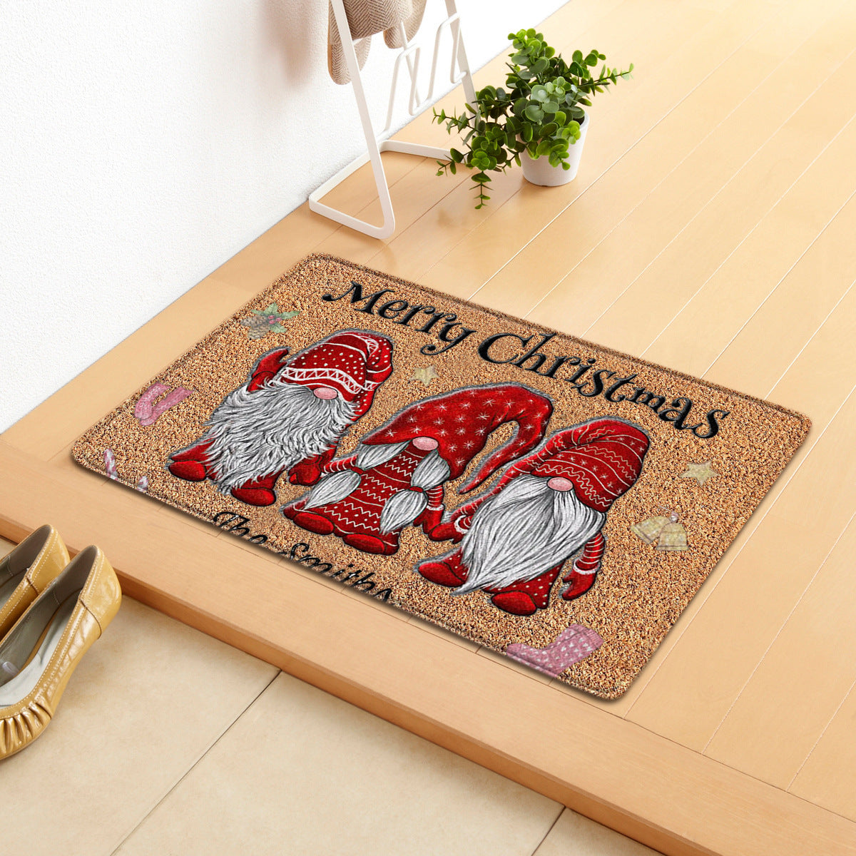 Cartoon Christmas Letters Entering The Door Carpet Floor Mat