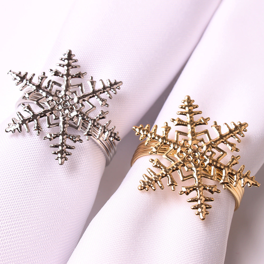 Elk Flower Christmas Tree Napkin Rings Bells