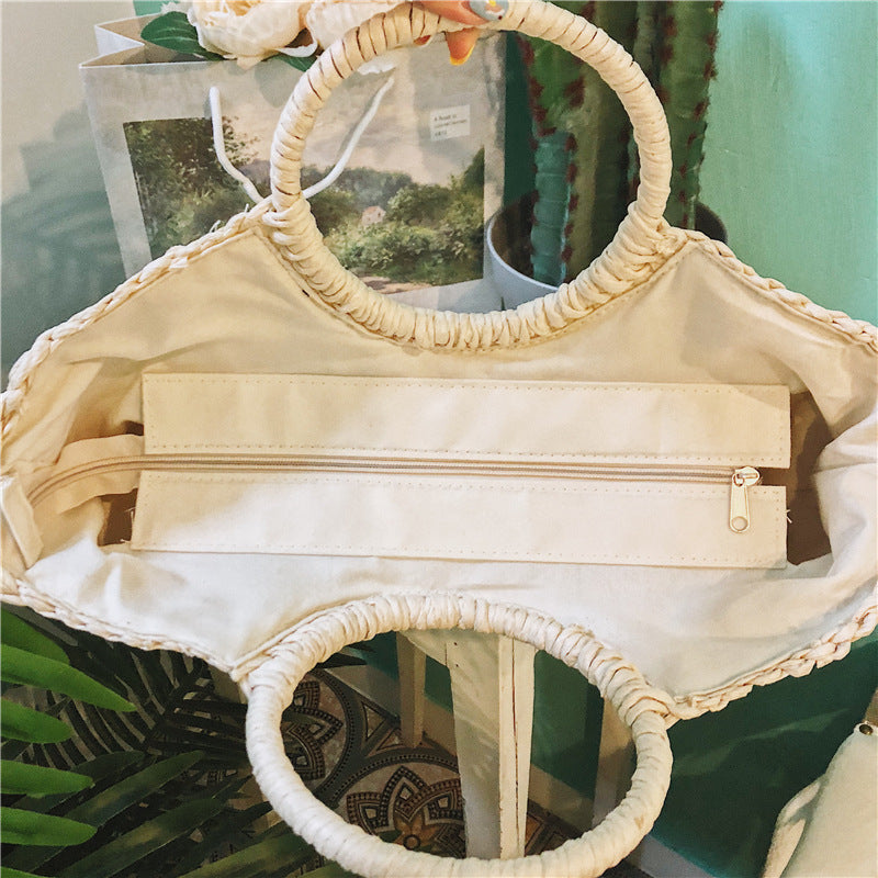 Seaside Holiday Woven One Shoulder All Match Straw Bag