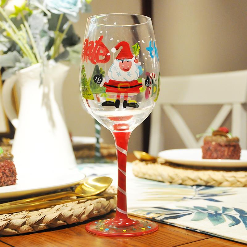 Hand-painted Crystal Wine Glasses Goblets For A Christmas