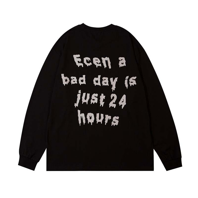 Cartoon Alphabet Print Cotton Long-sleeved Sweatshirt