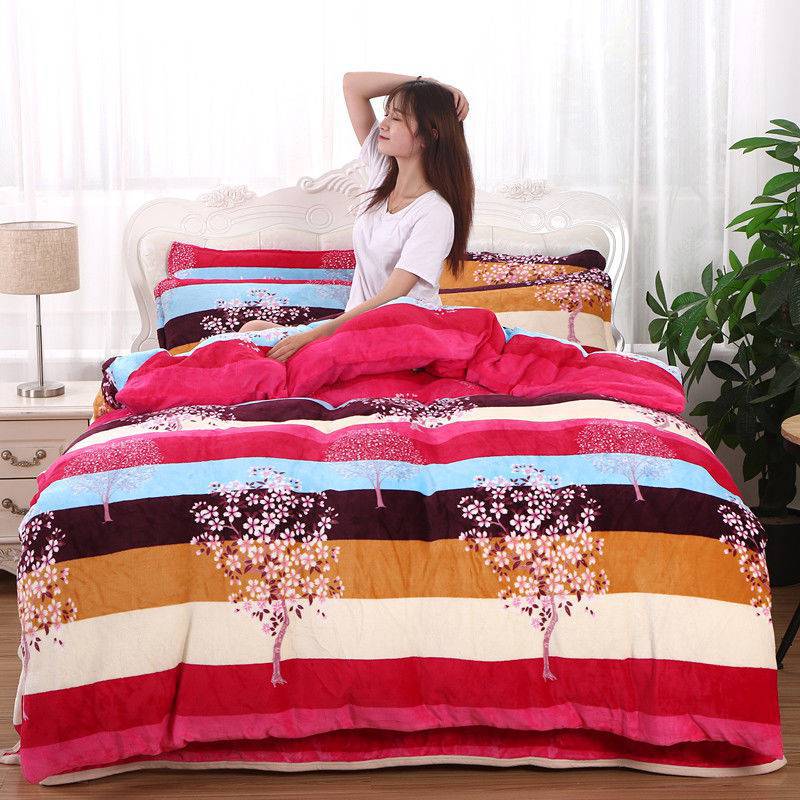 Winter Double-sided Fleece Thickened Warm Coral Quilt Cover Single Piece