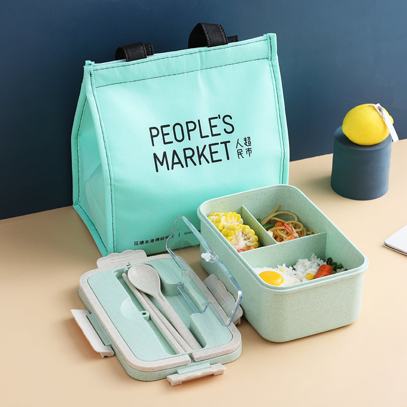 Portable Microwave Wheat Insulated Lunch Box With Lid