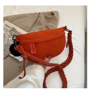 Solid Color Waist Bag Ins Casual Small Canvas Chest Bag