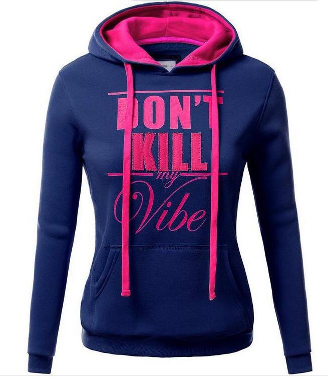 Casual Hooded Long Sleeve Slim Letter Sweatshirt