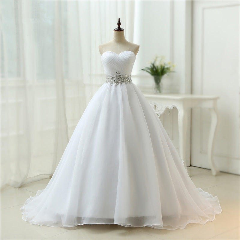 Tube Top Wedding Dress Long Tail Wedding Dress Ivory White Light Wedding Dress