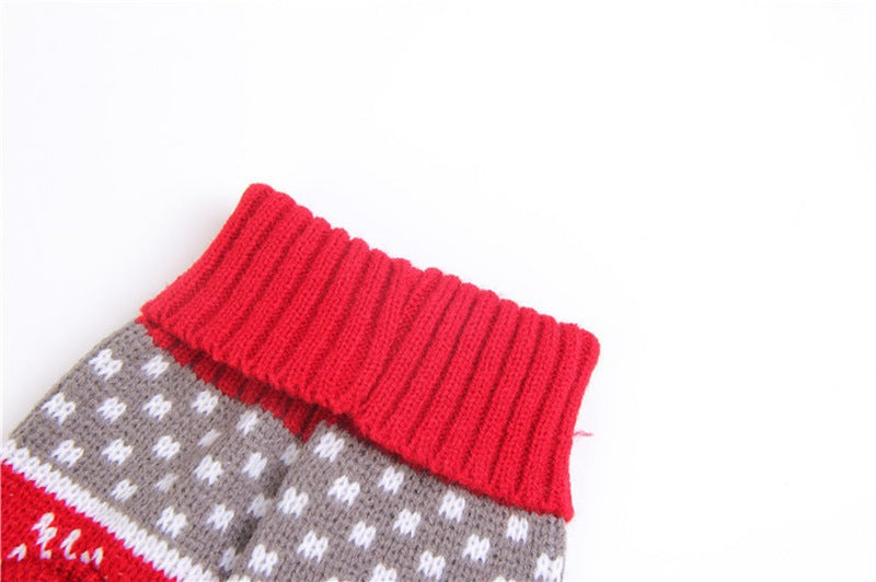 Christmas Print Pet Dog Turtleneck Knitted Sweater
