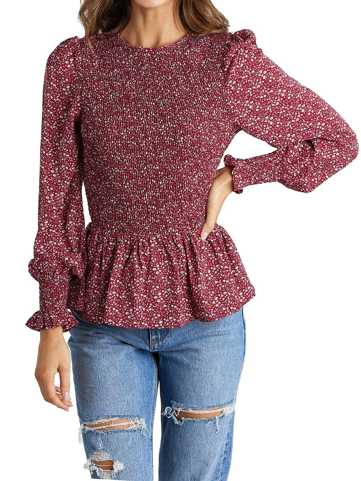 Long Sleeve Tunic Printed Shirt Top